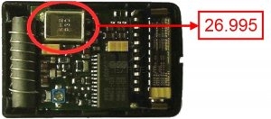 Remote: H�RMANN DHM04 26.995 MHz with 4 buttons